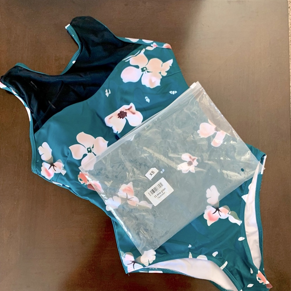 Floral Teal Swimsuit - XS